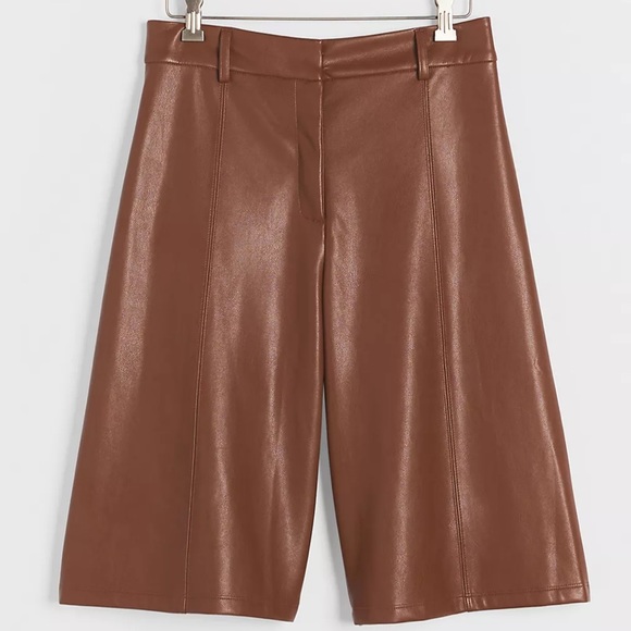 NEW Anthropologie Davina Faux Leather Culottes Brown Size XS - Picture 5 of 5